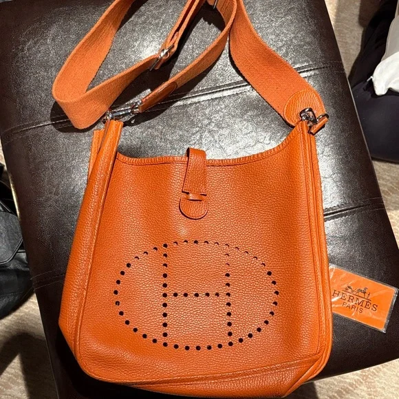 Hermes Taurillon Clemence Evelyne Orange - Picture 4 of 12